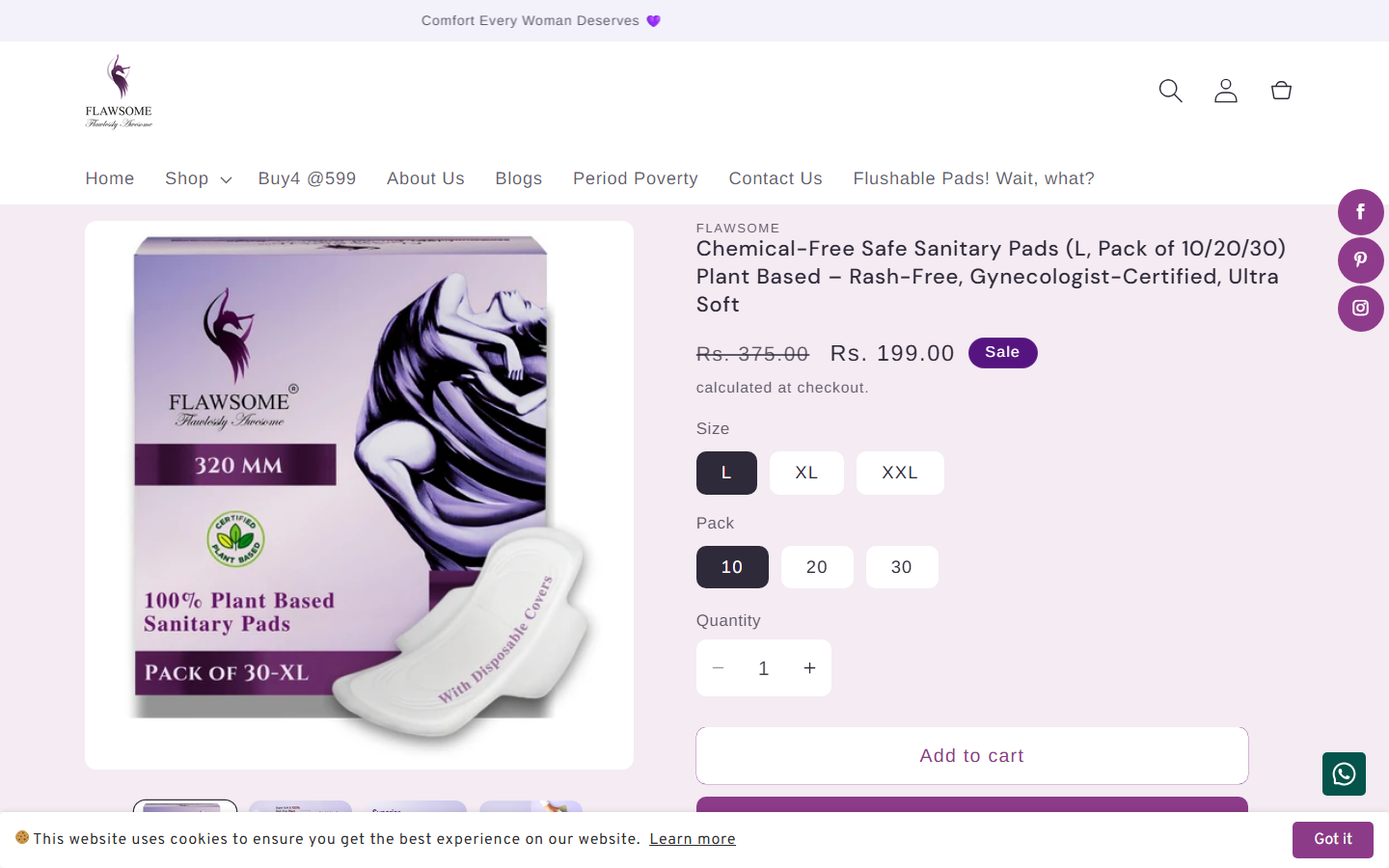 Flawsome PDP before redesign — generic Shopify theme layout