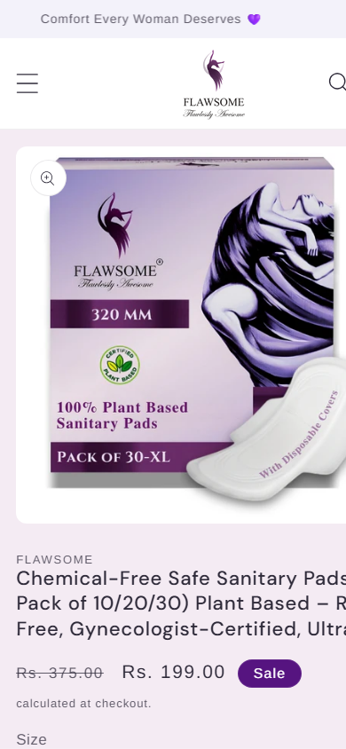 Flawsome PDP mobile before redesign