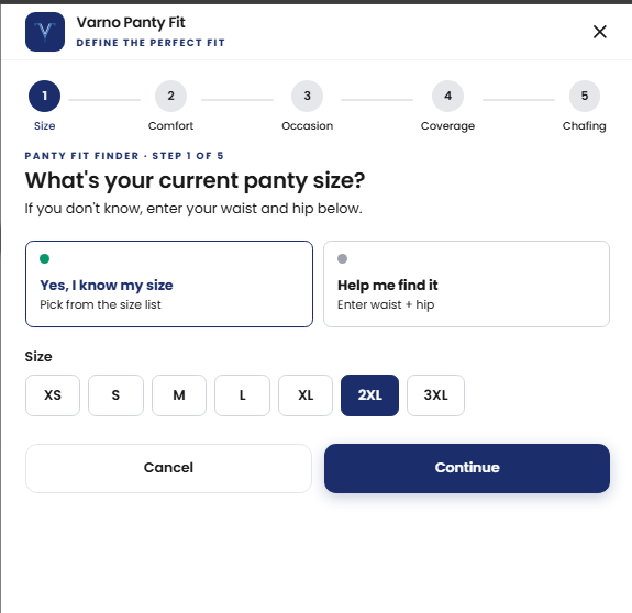 Varno panty fit finder